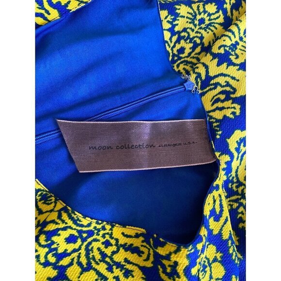 Moon Collection Los Angeles Mini Dress, Blue Yellow Floral Print Women's Size L - Picture 8 of 9